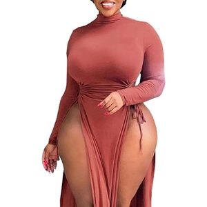 Sexy High-split & Long Sleeve Maxi Dress